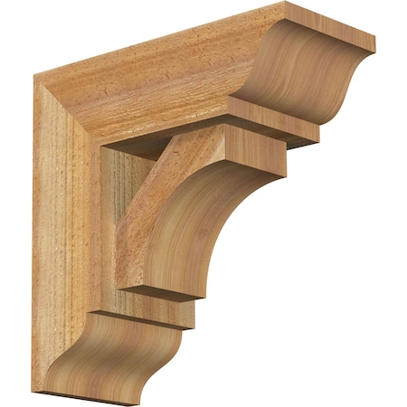 Ekena Millwork Westlake Traditional Rough Sawn Bracket w/ Offset Brace, Western Red Cedar, 6"W x 14"D x 14"H BKT0604X14X14WTL01RWR